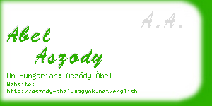 abel aszody business card