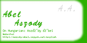 abel aszody business card